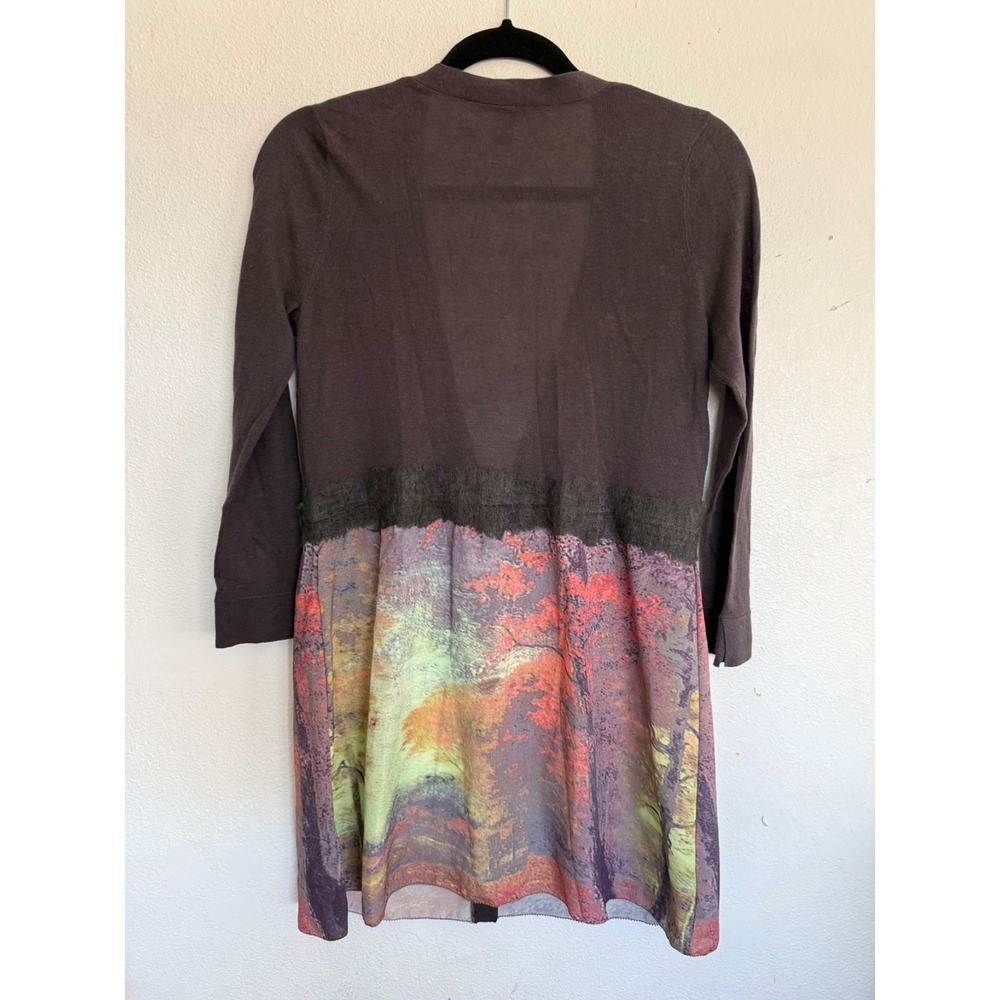 Anthropologie Knitted & Knotted Foliage Empire Cardigan sweater watercolor Small - Picture 2 of 13